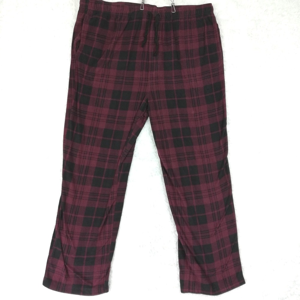 Sonoma Mens Pants Pajamas Sleepwear Red Black Plaid Lounge Pull On Oeko Tex XXL